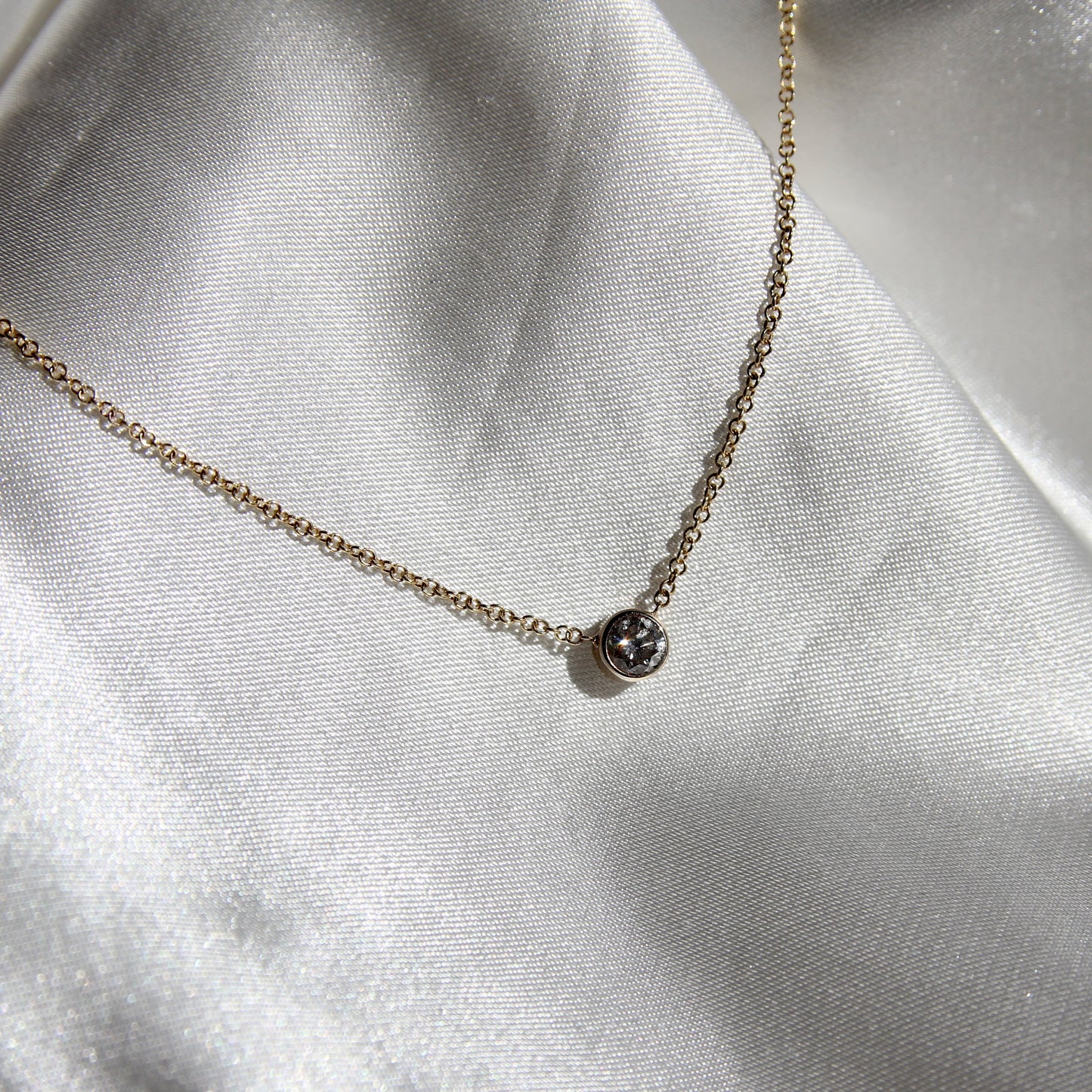 Reclaimed Diamond Bezel Necklace