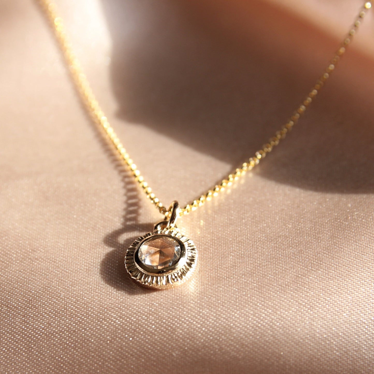 White Sapphire Rays Halo Necklace