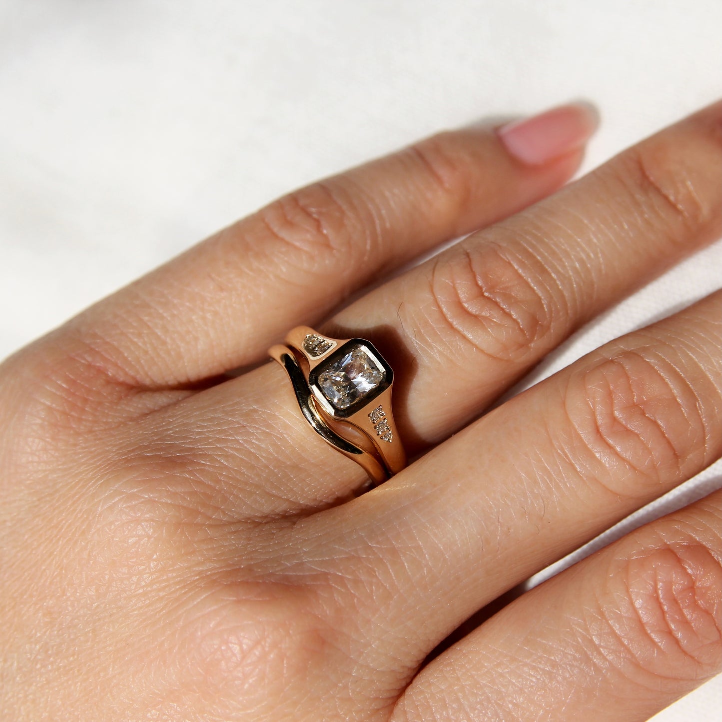0.90ct Radiant Cut White Sapphire Ring
