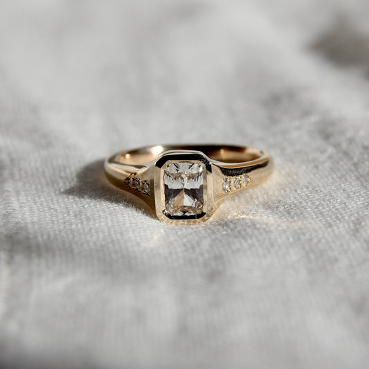 0.90ct Radiant Cut White Sapphire Ring