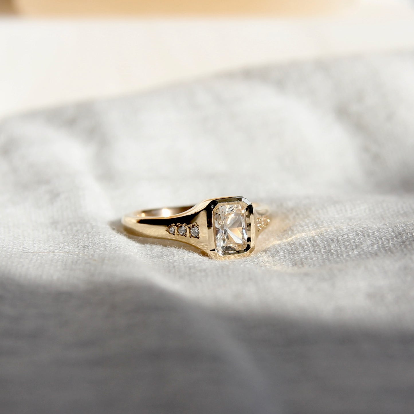 0.90ct Radiant Cut White Sapphire Ring