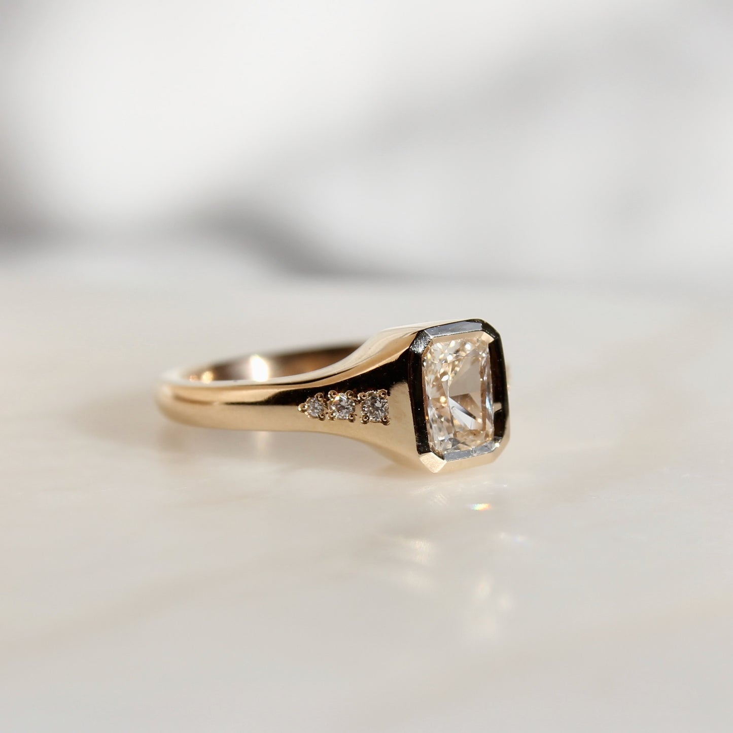 0.90ct Radiant Cut White Sapphire Ring