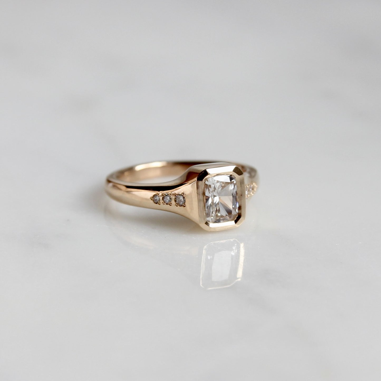 0.90ct Radiant Cut White Sapphire Ring