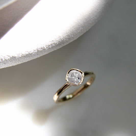 0.72ct Salt and Pepper Cushion Diamond solitaire