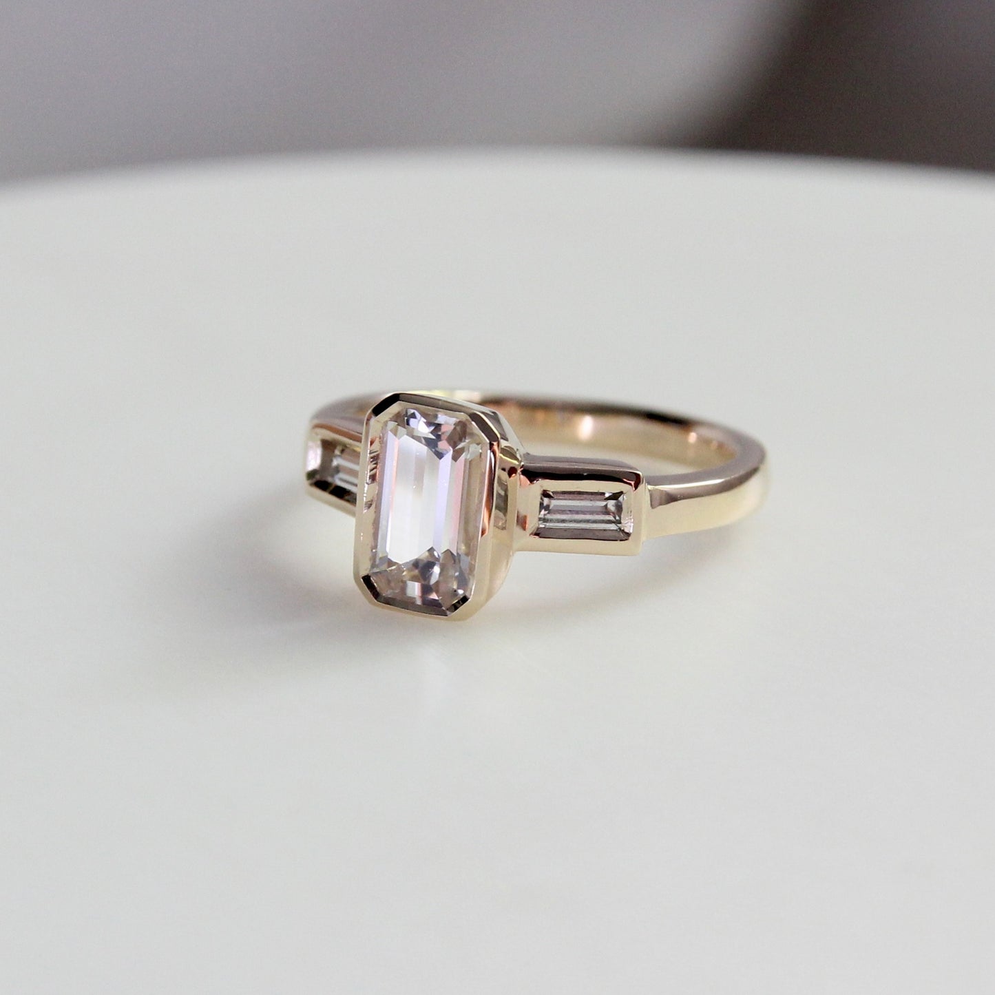 1.30ct Emerald Cut White Sapphire ring