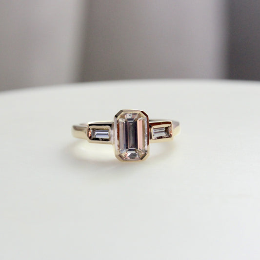 1.30ct Emerald Cut White Sapphire ring