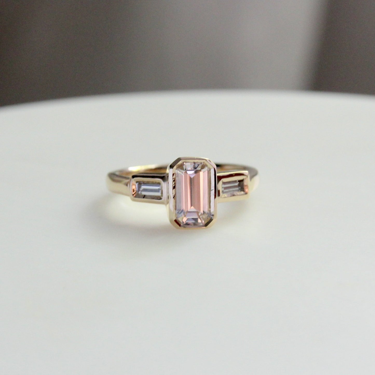 1.30ct Emerald Cut White Sapphire ring