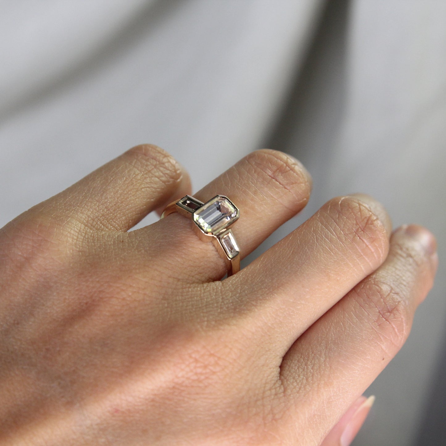1.30ct Emerald Cut White Sapphire ring