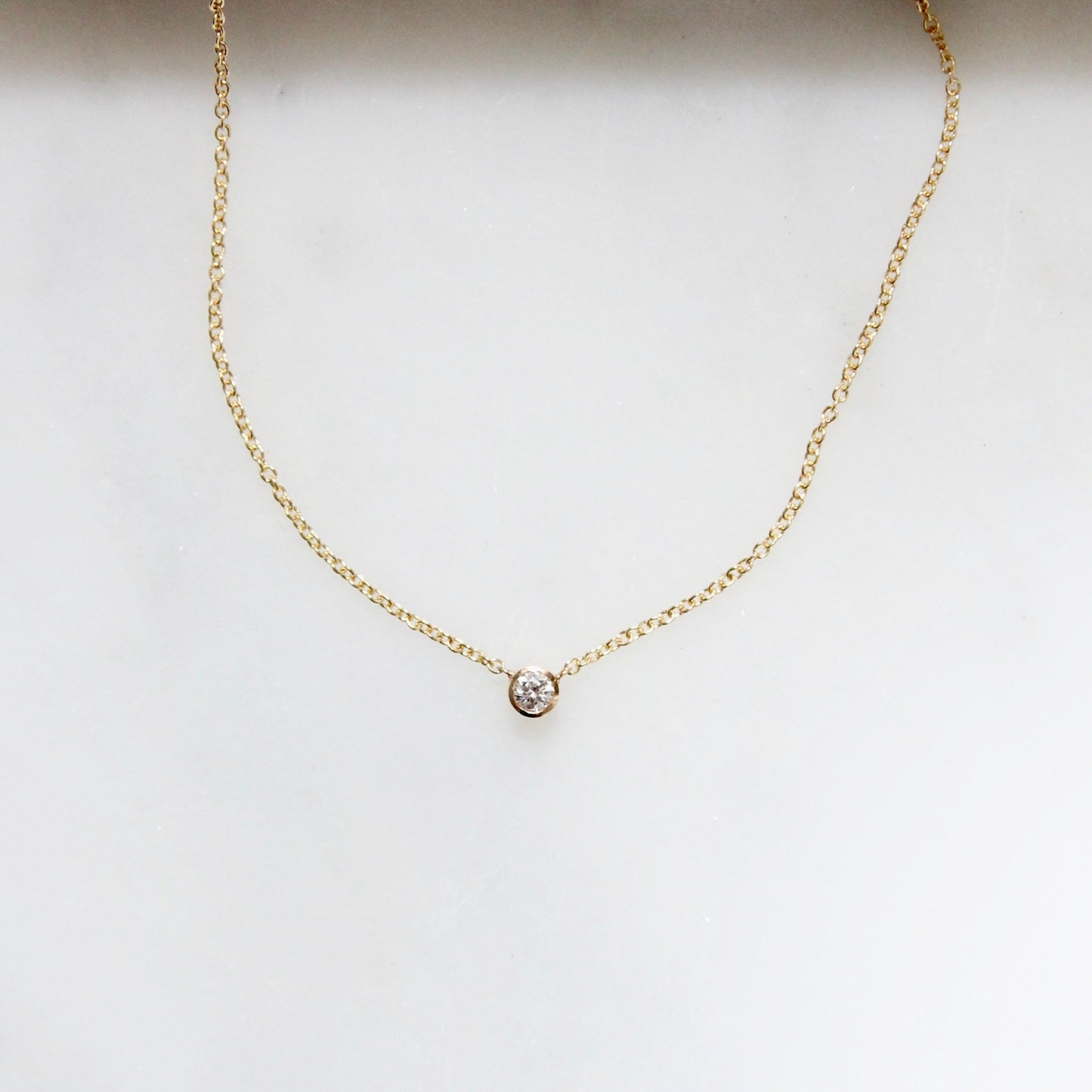 Tiny Diamond Bezel Necklace