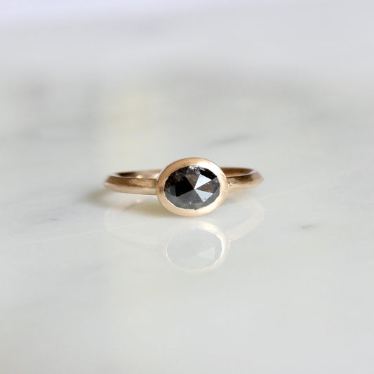 Oval East - West Black Rosecut Diamond