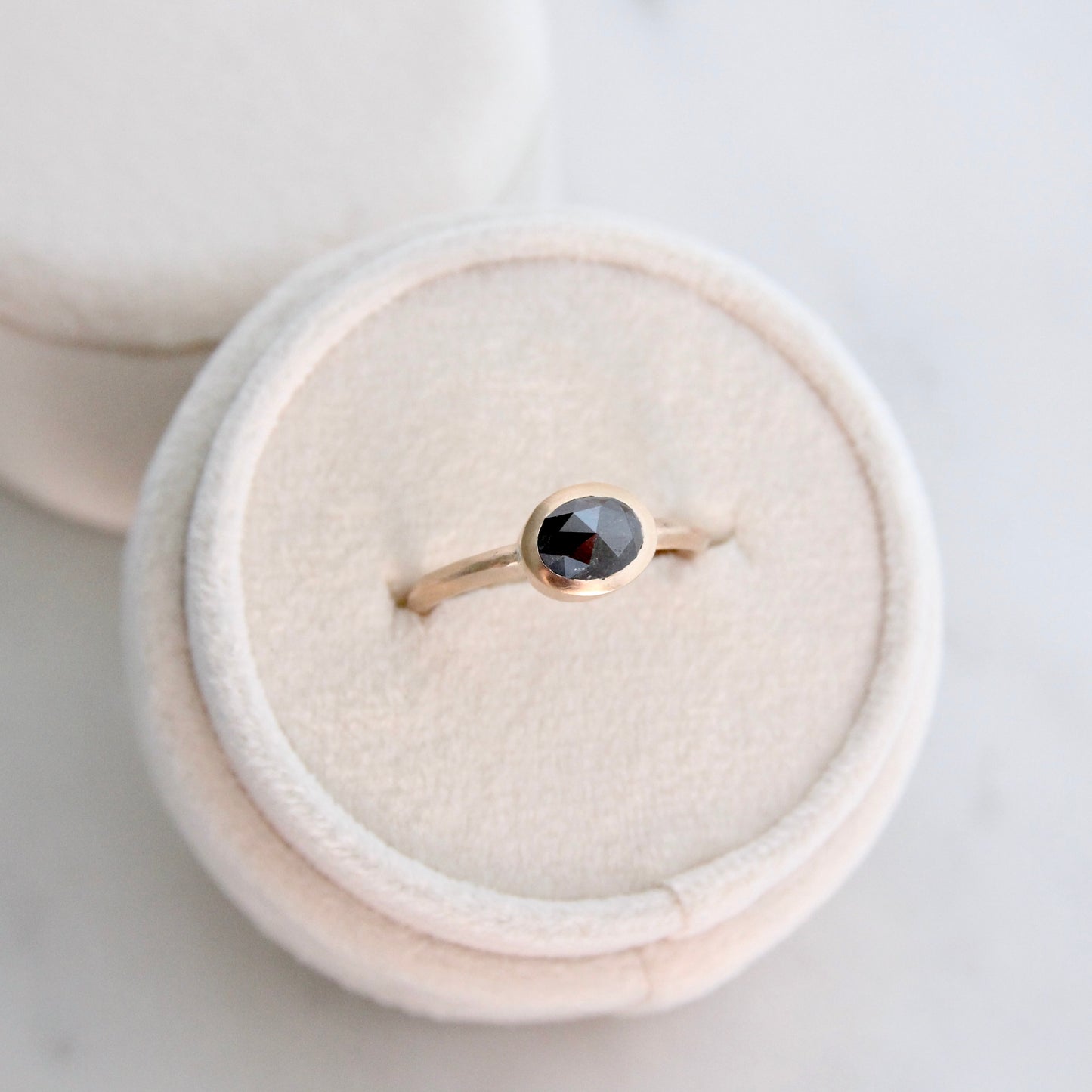 Oval East - West Black Rosecut Diamond