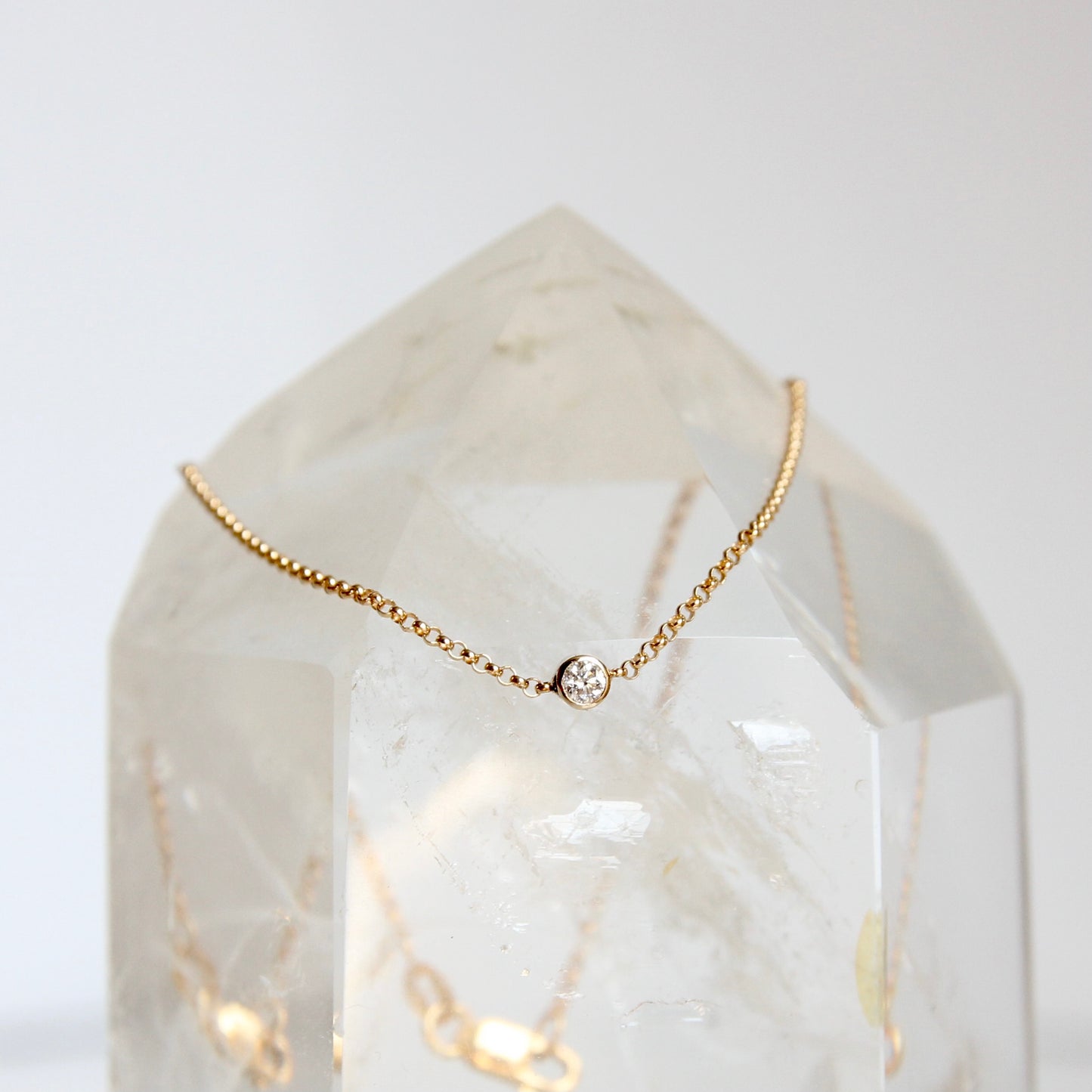 Tiny Diamond Bezel Necklace