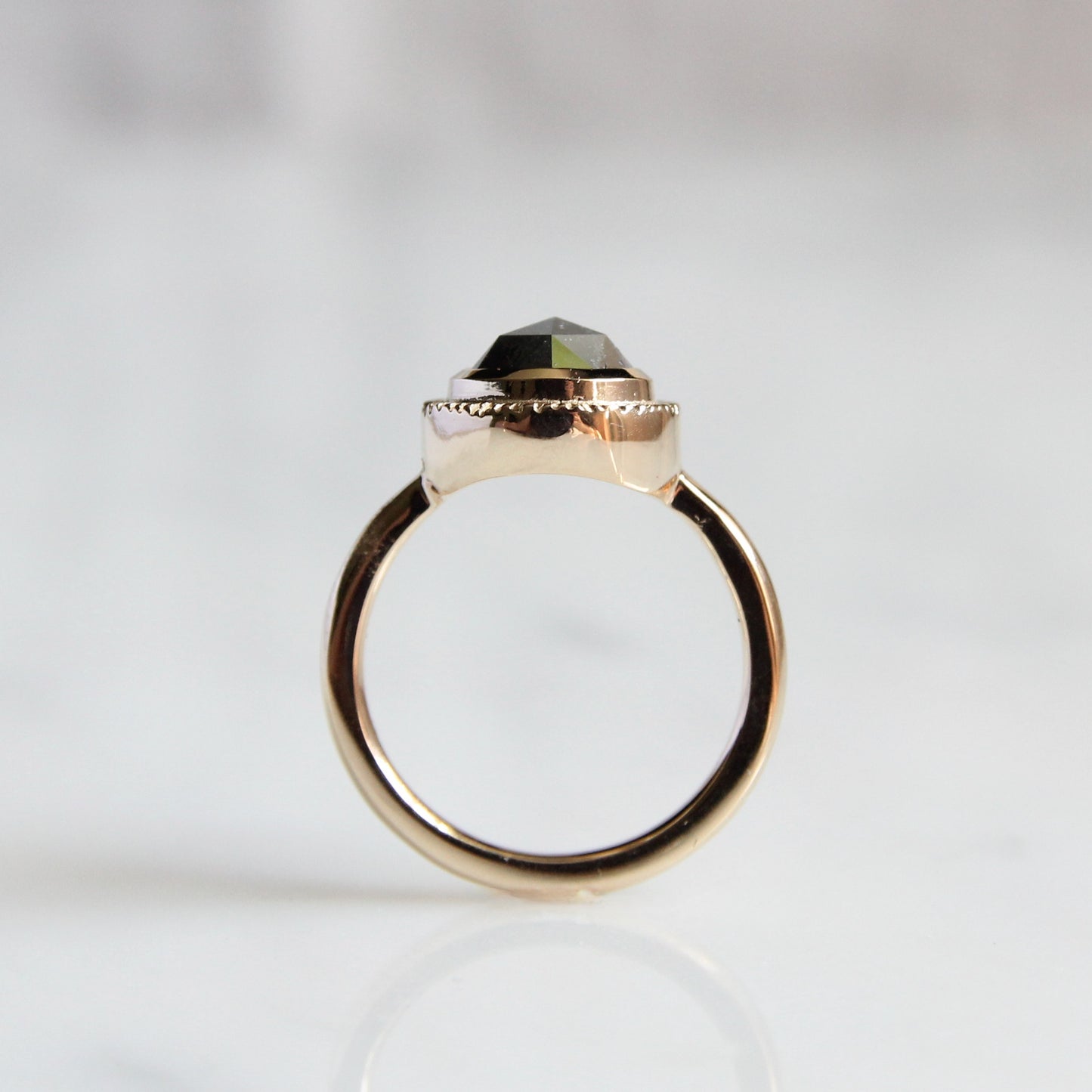 2.40ct Black Rosecut Diamond Rays Halo
