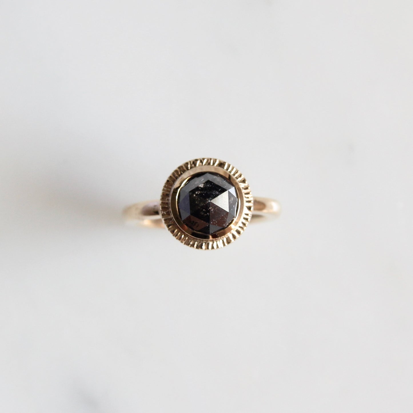 2.40ct Black Rosecut Diamond Rays Halo