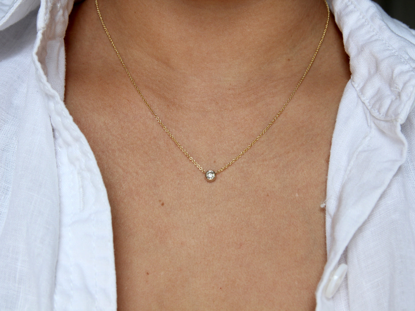 Reclaimed Diamond Bezel Necklace