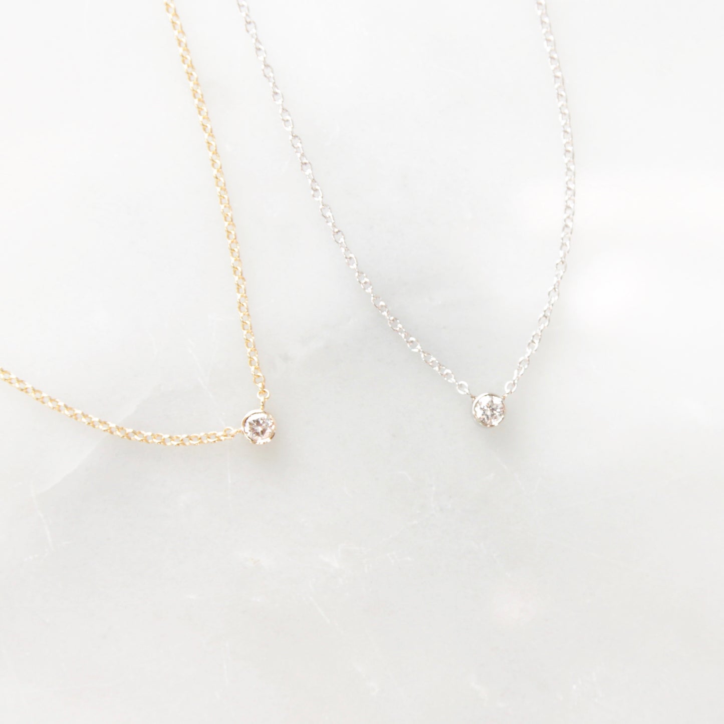 Tiny Diamond Bezel Necklace