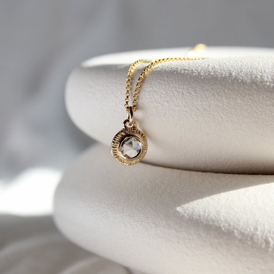 White Sapphire Rays Halo Necklace