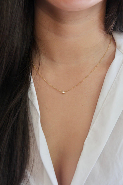 Tiny Diamond Bezel Necklace