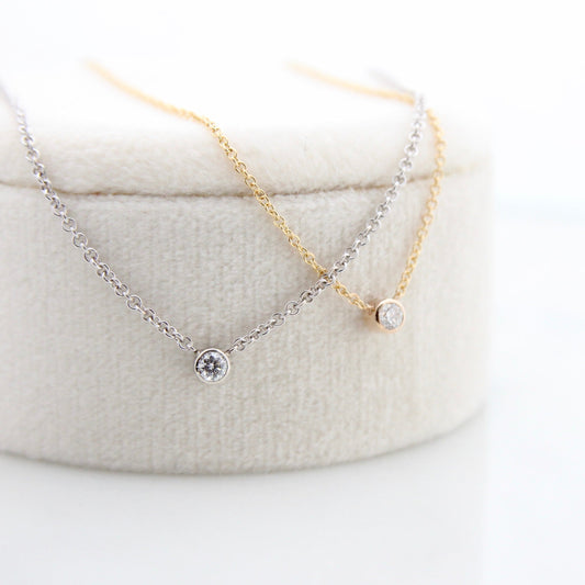 Tiny Diamond Bezel Necklace